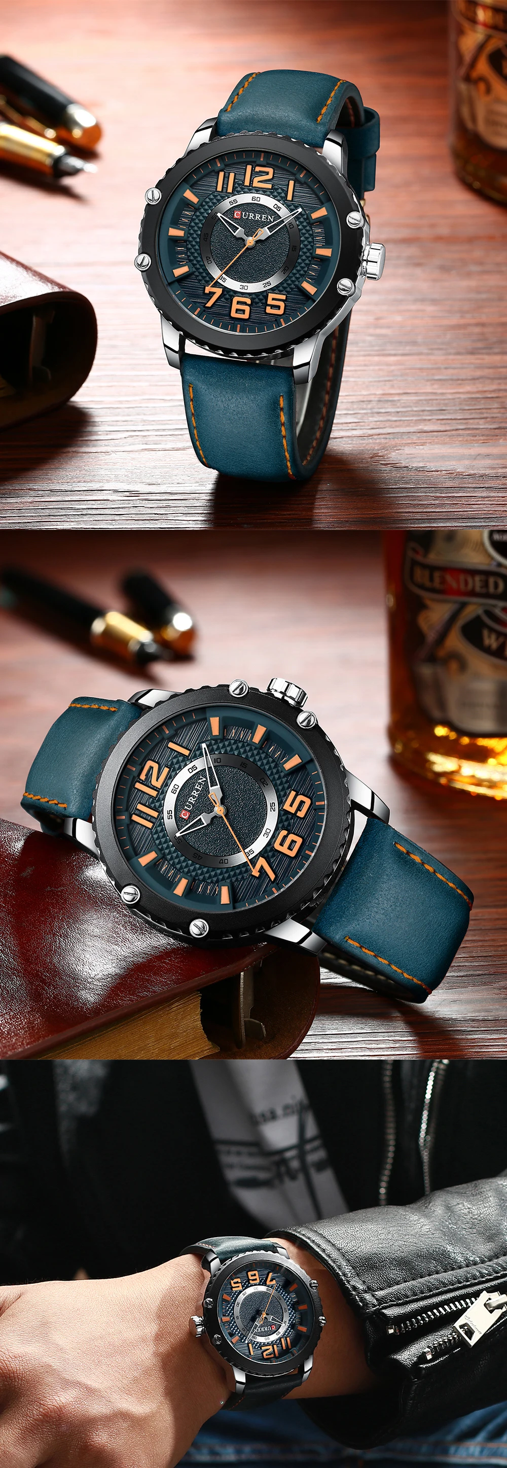 Новые кожаные часы мужские s Лидирующий бренд CURREN Модные мужские часы повседневные деловые кварцевые наручные часы подарок Relogio Masculino