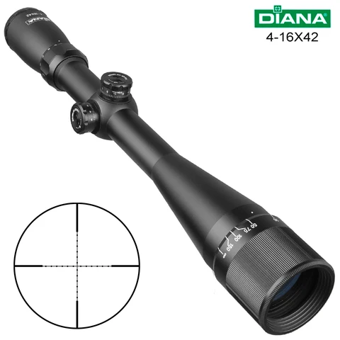 Pistola de ar Espaço para a Caça 4-16×42 ao Riflescope Diana Tático Ponto Retículo Mira Óptica Rifle Scope Airsoft Sniper Caza Mil