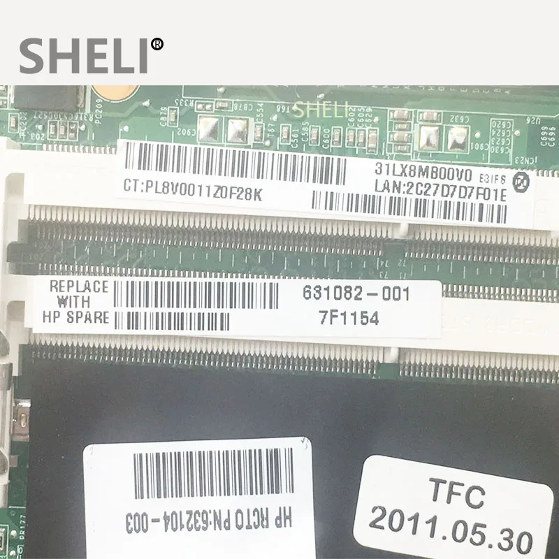 SHELI для материнская плата ноутбука hp DV6 DV6-3000 серии Mobility Radeon HD 5650 631082-001 аккумулятор большой емкости DDR3 материнская плата daolx8mb6d1