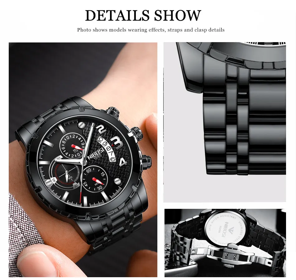 Relogios NIBOSI Luxury BrandSprotMilitary Watch Men WaterproofWatches 2018 Chronograph Wrist Watches Stainless Steel Sport    (6)