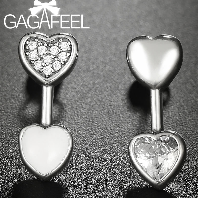 

GAGAFEEL 925 Sterling Silver Love Small Stud Earrings for Women Clear CZ Earrings Women Fashion Jewelry Brincos