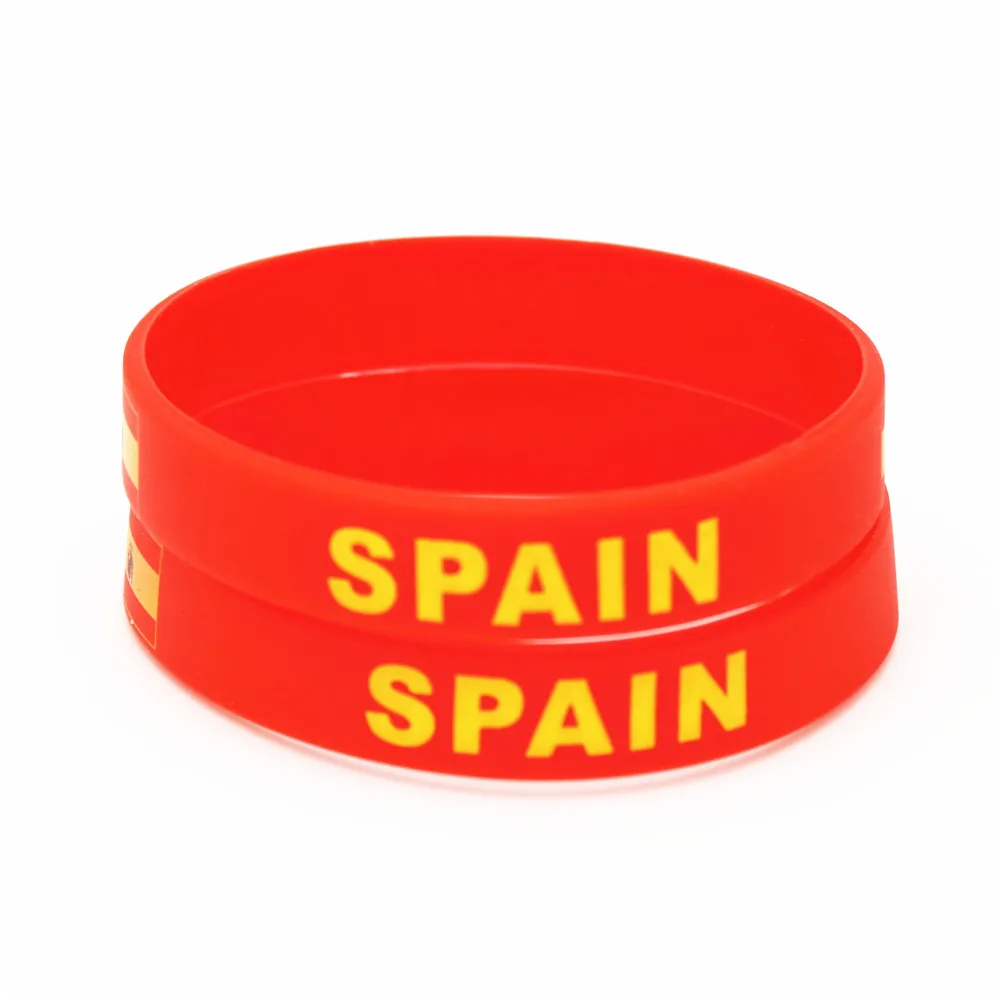 1 шт. Лидер продаж Мода Испания Футбол спортивный силиконовый наручный браслет красный флаг страны резиновые браслеты и браслеты украшения подарки SH217