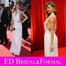 Miranda Kerr Abendkleid 2009 ESPY Awards Berühmtheits-roter Teppich Weiß Sexy V-ausschnitt Backless Weiß Abschlussball-formale kleid