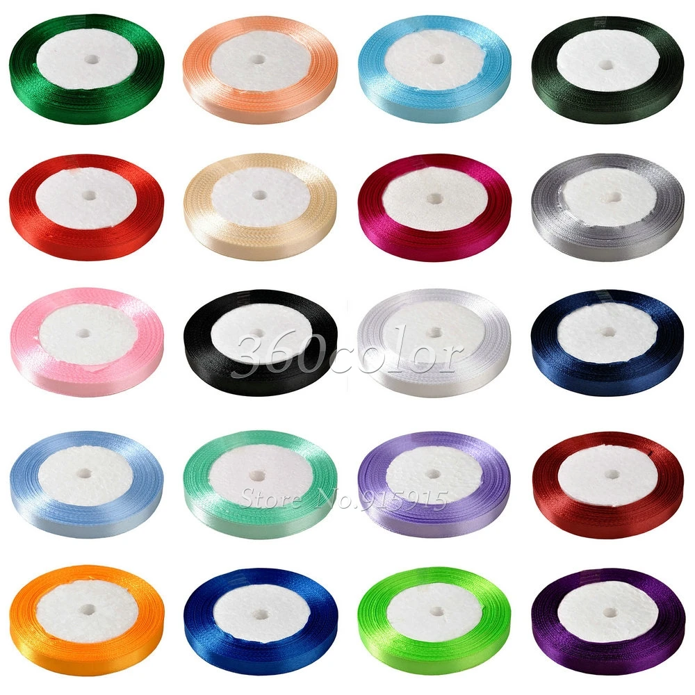 25 Yards Silk Satin Ribbon Wedding Party Decor Wrap Christmas Apparel SewingS NT
