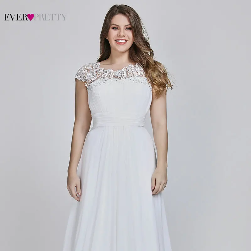 Vestido De Noiva Ever Pretty размера плюс элегантные шифоновые кружевные аппликации белые свадебные платья для женщин Свадебное платье для беременных