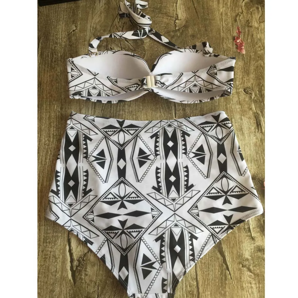 

Sexy Women Halter Bandage Bikini Set Push-up Padded Bra+Hollow High Waist Panties Swimsuit Bathing Suit BHD2