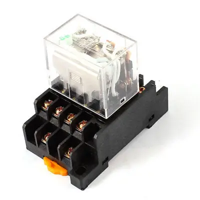 

DC 24V Coil 4PDT 14 Pin Green LED Light General Purpose Power Relay w Socket