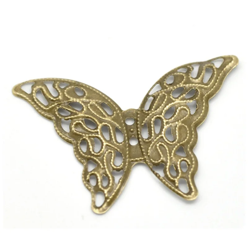 

250Pcs Bronze Tone Metal Wraps Connectors Hollow Butterfly Filigree Animal Theme Charms 41x29mm
