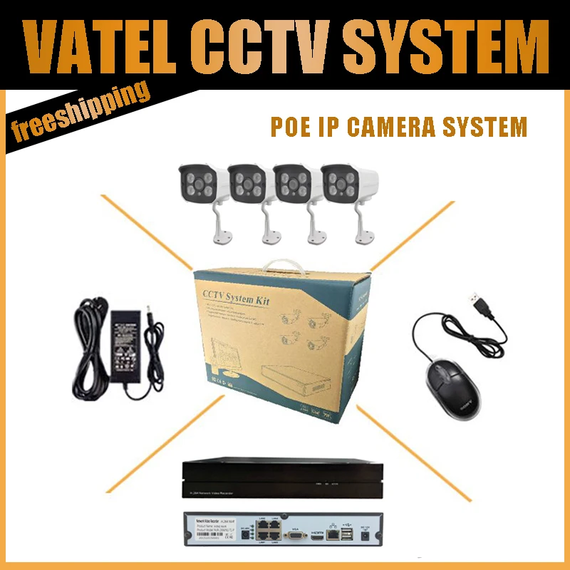 SONY222 1080P Bullet PoE IP Camera System Onvif With 4CH 1080P POE Private Protocol NVR P2P Plug And Play Security Mini Camera