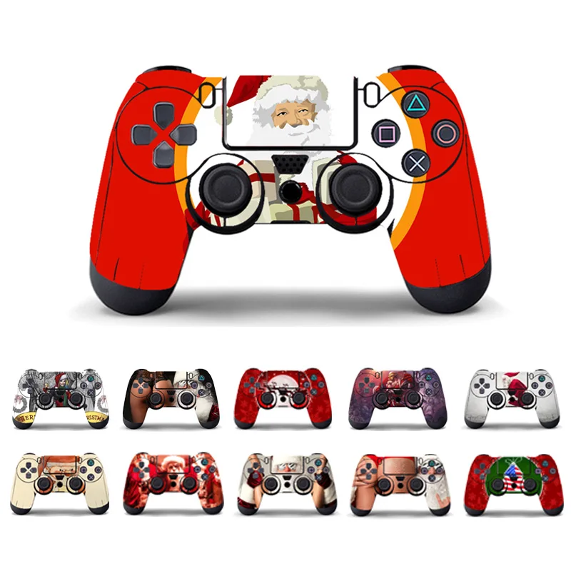 

Christmas Vinyl Skin Sticker For PS4 Wireless Controller Gamepad Protective Cover Decal Xmas For Playstation 4 Controle Joystick