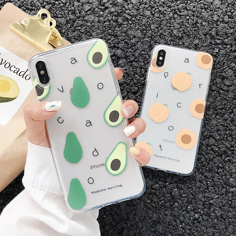 

SoCouple Fruit avocado Phone Cases For iphone X XR Xs max Soft TPU Case For iphone 6 6s 7 8 plus Case Candy Color Peach Cover