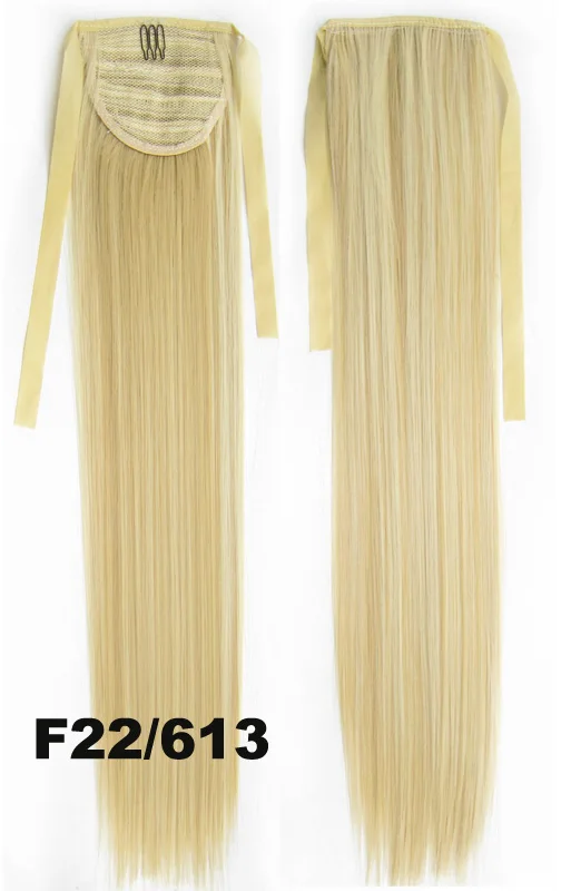 

Girlshow Ribbon synthetic ponytail Long Straight Steel comb HairPiece 33 kinds of color available 22",80g, 10pcs/lot