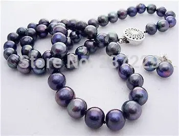 

Nature 7-8mm Black Freshwater Cultured Pearl Necklace Earrings Set 18"