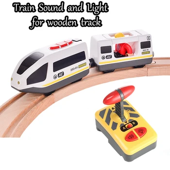 

2019 RC Electric Magnetic Train With Carriage Sound and Light Express Truck FIT Wooden Track Children Electric Toy Kids Toys