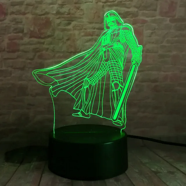 3D USB Star Wars Darth Vader Guerrero Negro lámpara de mesa 7 colores Visual LED estado de ánimo oscurecimiento sueño iluminación noche luz niños juguetes regalo - Imagen 4