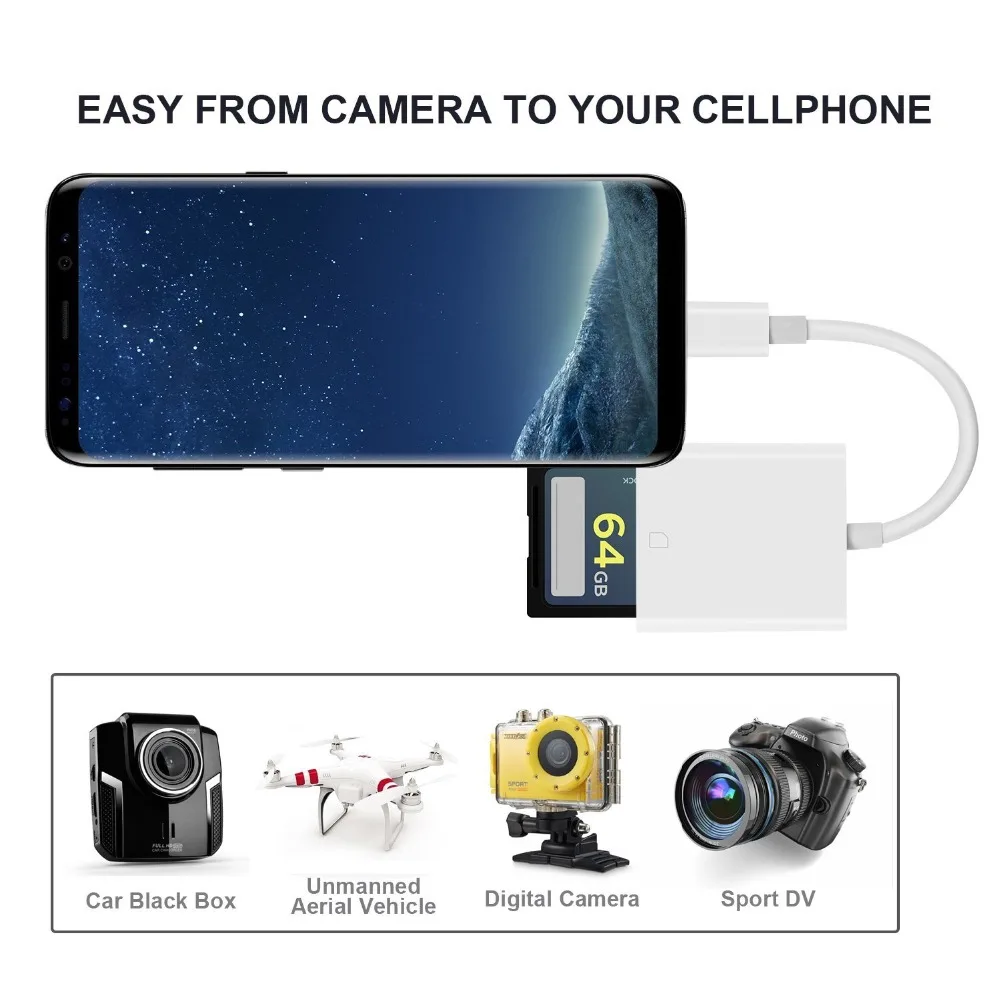 2019 New USB 3 1 Type C USB C to SD SDXC Card Digital Camera Reader 2