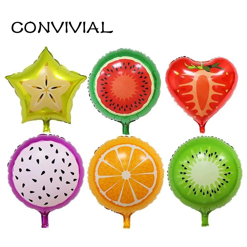 

10pcs 18" Fruit Foil Helium Balloon Peach Watermelon Kiwi Strawberry Orange Pineapple Summer Party Decoration Supplies Kids Toy