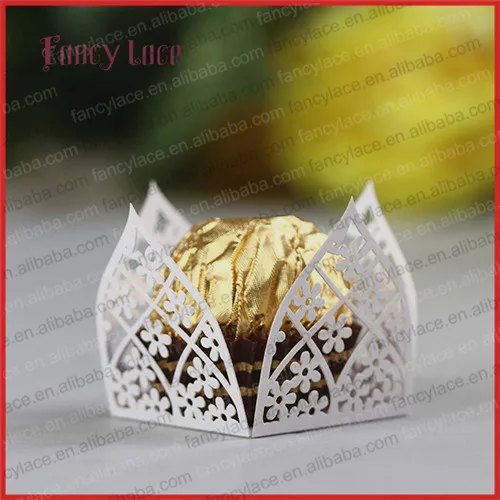 

60PCS Flower Chocolate Box Paper Cutting Mini Wrappers for Birthday Gift, Fancy Lace Wrapping Liners for Wedding Gift Decoration