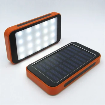 

Solar Charger battery LED Camping lamp External solar power bank and plug-in for Smartphone with floodlight