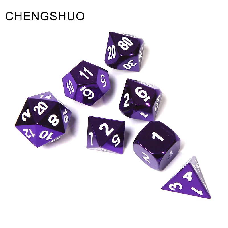 

Chengshuo rpg metal dice polyhedral dnd set dungeons and dragons table games dices colored purpl digital zinc alloy d20 10 6 12