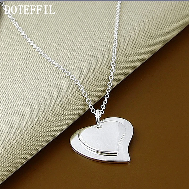 

Fashion Necklace Hot Selling Fashion Jewelry Double Heart Necklace Brand 925 Silver Color