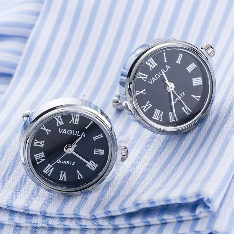 Koop Nieuwe Collectie Real Horloge Manchetknopen VAGULA Klok manchetknopen Met Batterij tourbill Machine Core Mechanische Gemelos