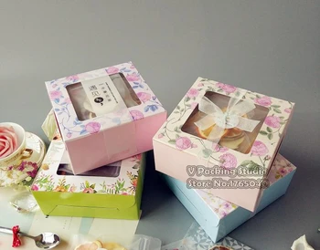 

16x16x7.5cm Square paper Boxes,cake ,Mousse-Cake Paper Box cookie candy Macarons Snacks Packing Storage Boxes 100pcs/lot