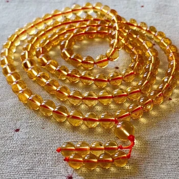 

Natural Yellow Citrine Quartz Crystal 108 Prayer Round Beads 7mm Bracelets Wealthy Gemstone Stretch Wealthy Necklace AAAAAA