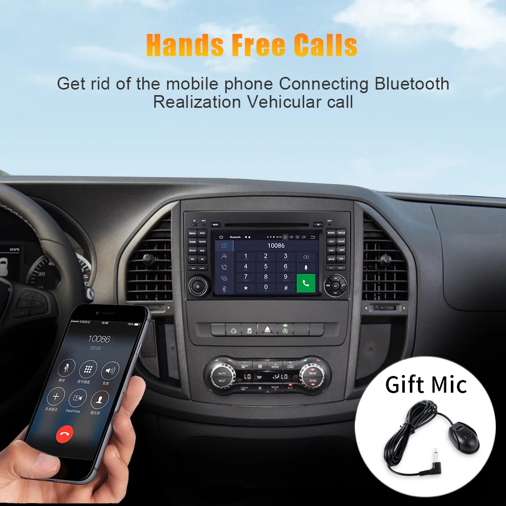 Discount Autoradio 2 din Android 9.0 Car GPS Navigation for Benz A B Class Sprinter Vito Stereo 2007 2008 2009 2010 2011 7" IPS  Screen 3