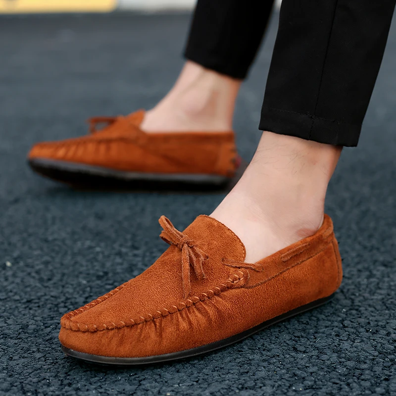 Г., весенне-осенняя мужская повседневная обувь замшевые туфли для вождения мужские мокасины британские мокасины ручной работы на плоской подошве со шнуровкой