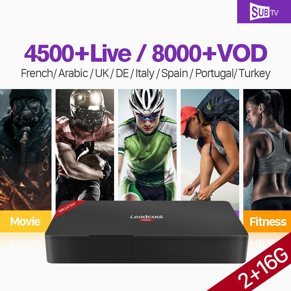 

Leadcool Pro IPTV France Android S905X Quad Core 4K 2GB 16GB HD SUBTV Subscription IPTV France Arabic Belgium Portugal IP TV
