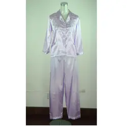 Новая Женская атласная пижама с цветами из 2 предметов, комплекты с длинными рукавами, рубашки с длинными штанами, костюм-пижама из двух