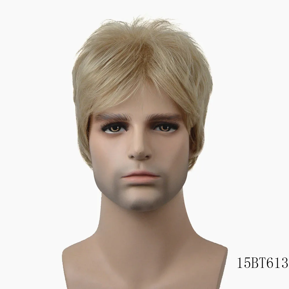 StrongBeauty мужской парик блонд/коричневый короткие прямые синтетические волосы натуральные парики
