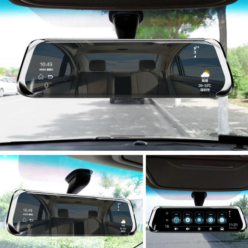 Автомобильный видеорегистратор, камера 10 дюймов, сенсорный ips экран, зеркало заднего вида, FHD 1080 P, видео регистратор, монитор парковки, двойной объектив, видеорегистратор