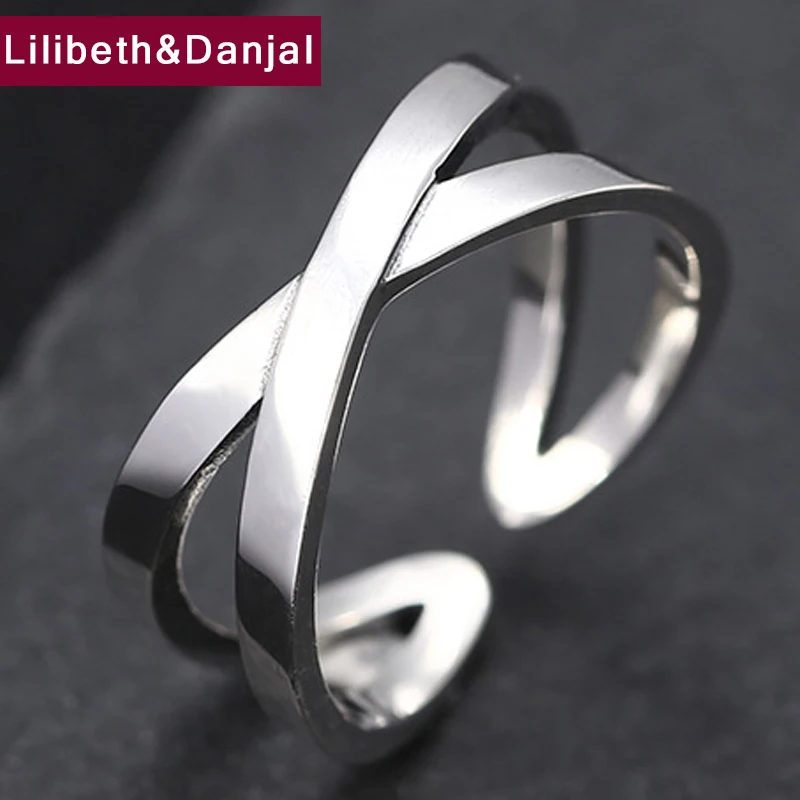 

2019 fashion Design Cross Adjustable Tail Ring 100% Real 925 Sterling Silver for Women Opening Engagement Ring fine Jewelry R16