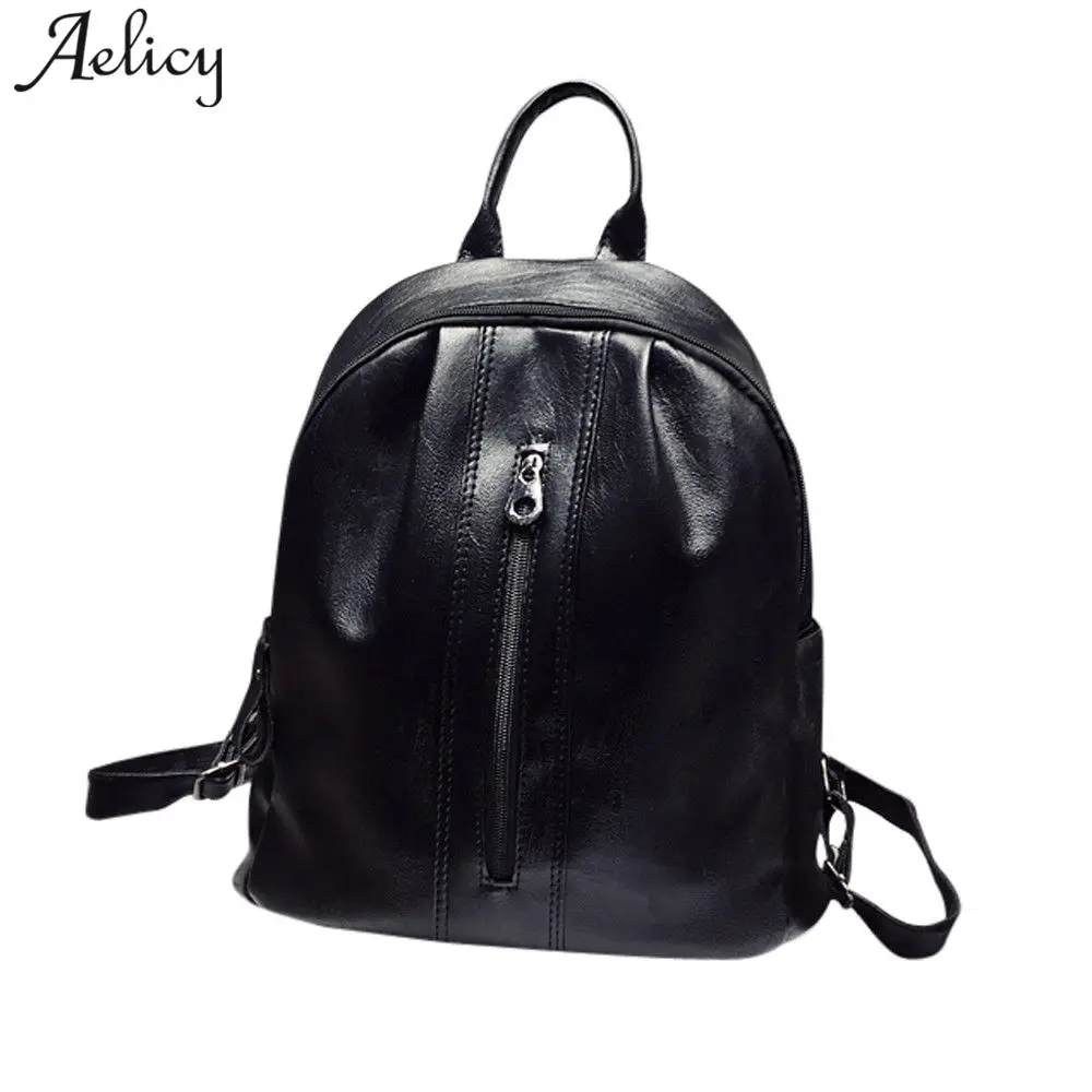 

Aelicy pu leather woman backpacks 2019 new design women laptop backpacks large capacity leather backpack solid mochila feminina