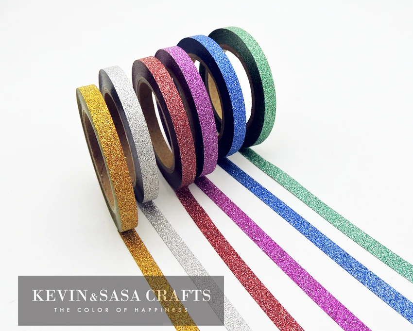 

Washi Tape Glitter 6Pcs Set Color Japanese Stationery 0.5*6.5meters Kawaii Paper Scrapbooking School Tools Decorative Tapes Mask