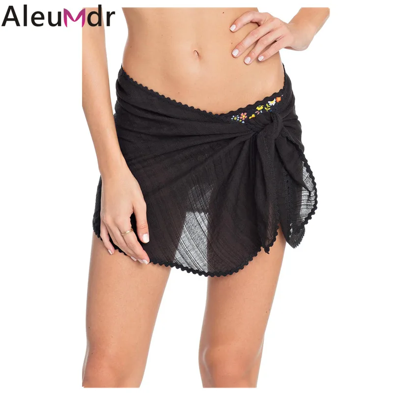 Aleumdr Sexy Solid Beach Cover Up Sarong Wrap Pareo Skirts Bikini Beachwear Swimsuit Women Scarf Bathing Suit Bottom LC420088