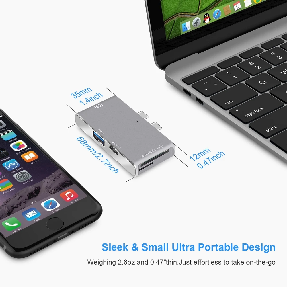 Концентратор USB C HDMI 4k для MacBook Pro thunderbolt 3 Type концентратор с кардридером TF SD 0 порт