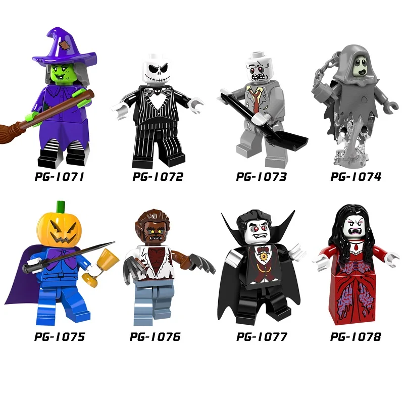Фигурка для Хэллоуина PG8080 Скелетон Jack Witch Zombie Ghosts человек-оборотень Legoingly граф