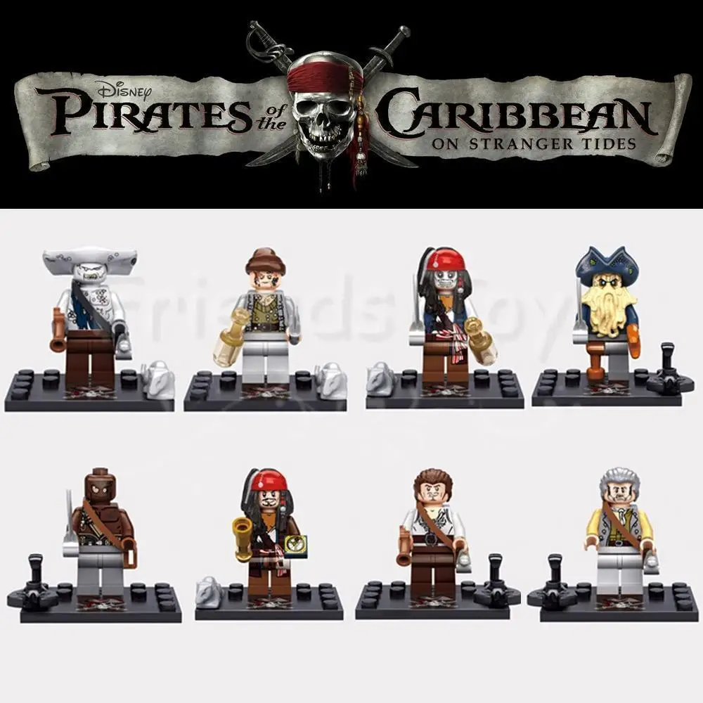

8Pcs Pirates Of The Caribbean Captain Jack Sparrow Depp Block Figure Building Bricks Toys Compatible With Lego