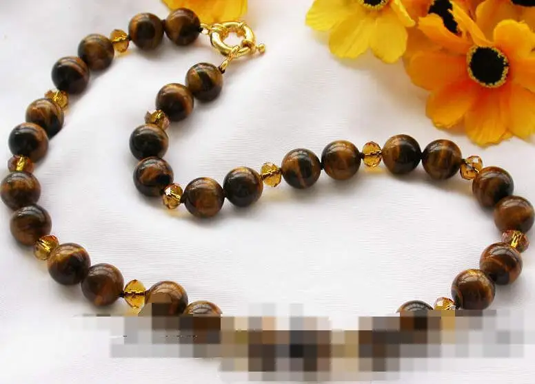 

3453 tiger's-eye bead citrine necklace