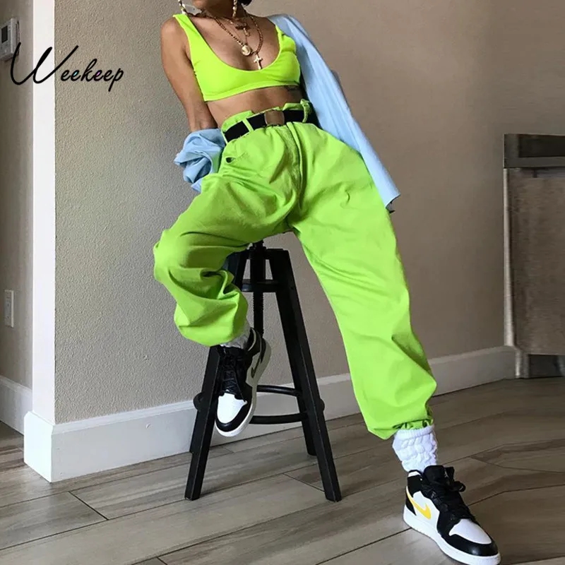 

Weekeep Women Loose High Waist Pants Fashion Streetwear Trousers Women 2019 Ankle-length Hip Hop Pencil Pants Heyoungirl
