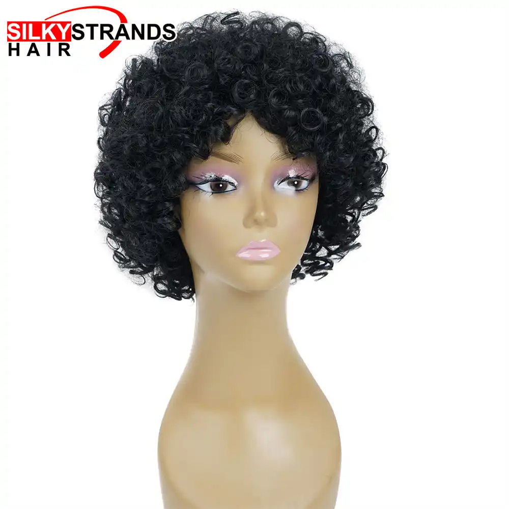Shelkovistye Pryadi Afro Kudryavyj Parik Sinteticheskie Korotkie Korichnevye Pariki Dlya Afro Amerikanskih Zhenshin Zhenskaya Pricheska Pushistye Realistichnye Aliexpress