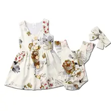 Новые одинаковые комплекты для маленькой сестры, платье для маленьких девочек, комбинезон принцессы, летняя одежда с цветочным рисунком