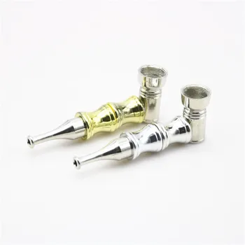 

1PC Clearance Processing Metal Aluminum Smoking Pipe Gold Silver Sharp Mouth Tobacco Pipe Hookah Grinder Screens Herb Grass Pipe