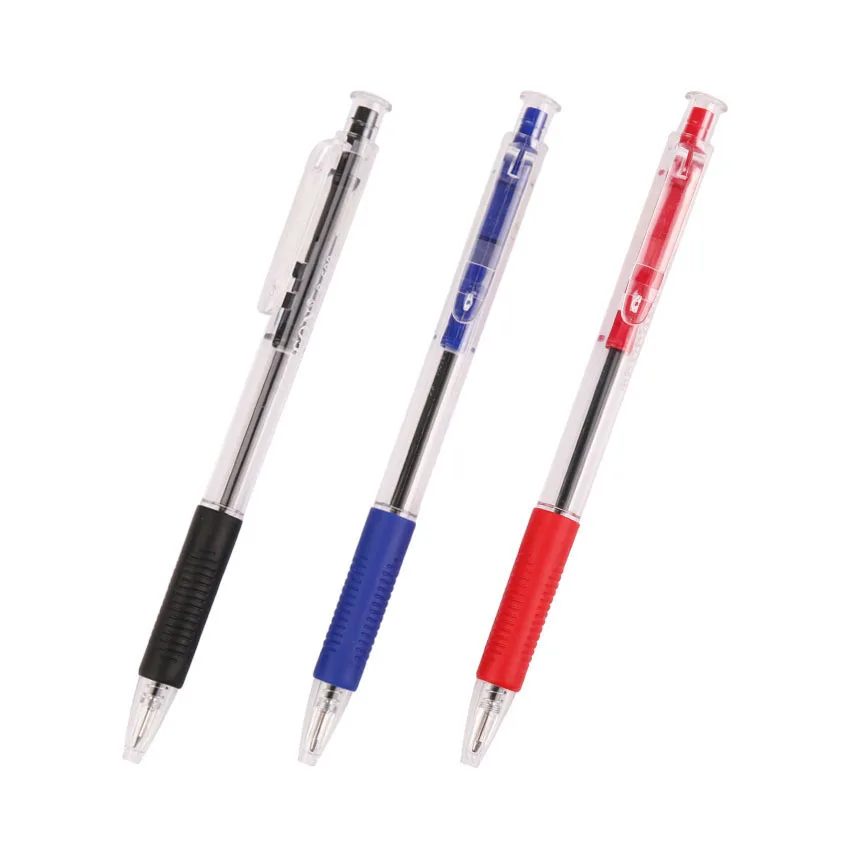 Пластик шариковая ручка красные, синие и черные 3 цвета, Шариковая прозрачная шариковая ручка B-522