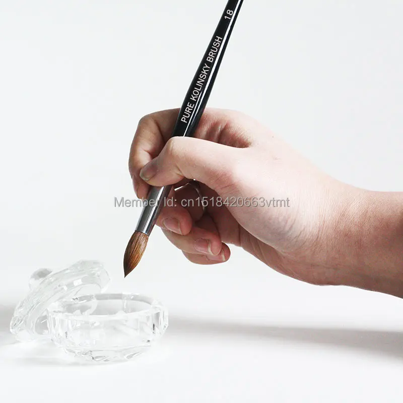

Finest 100% Pure Kolinsky Nail Art Brush with Oval Wood Handle Size Acrylic Nail Brush For Manicure Powder