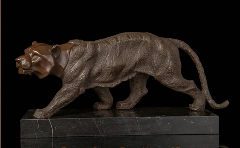 

JP S1151 Art Deco Sculpture King Of Jungle Tiger Abtract Bronze Statue