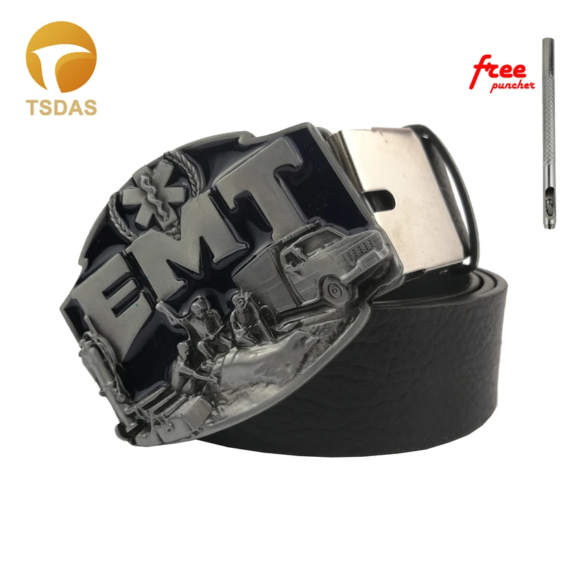 

Fashion EMT Emergency Medical Technician Belt Buckle With PU Leather Belt Native Style Belt Buckle Men's Belt Accessories